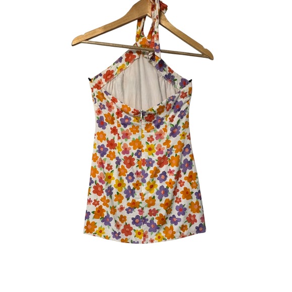 Floral Halter Dress Women's Mini Dress SZ 2 Colorful Sleeveless‎ Summer Party - Picture 6 of 13